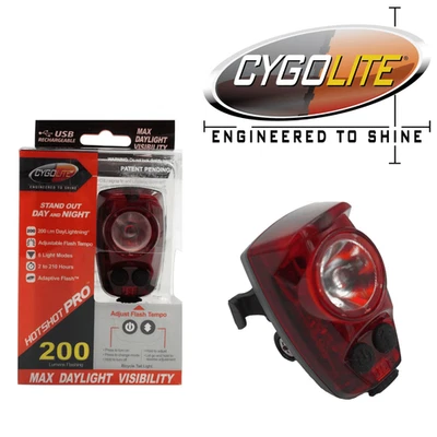 Luz trasera recargable Cygolite Hotshot Pro 200 USB y visibilidad diurna montaje duro Foto 1 de 4