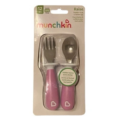 Munchkin Raise Toddler Ergonomic Fork & Spoon Set Age 12m BPA Free NEW - Image 1 of 2