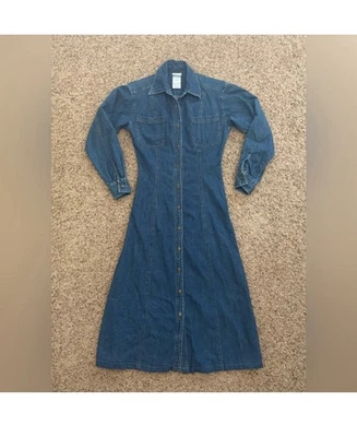 VESTIDO CAMISA VAQUERA VINTAGE LAURA ASHLEY MANGA LARGA MAXI TALLA 4 Y2K Foto 1 de 4