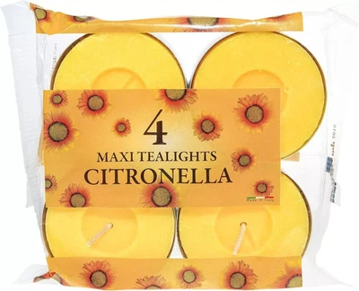 4x Citronella Maxi Tealights - 10 Hour Burn - Outdoor Home Scent - Image 1 of 4