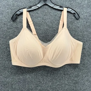 Honey Love Bra Womens 44C/D Wire Free CrossOver Beige Mesh Trim - Picture 1 of 9