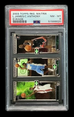 2003 topps matrix #0 lebron james, dwyane wade, carmelo anthony rc; rookie PSA 8 - Image 1 of 3