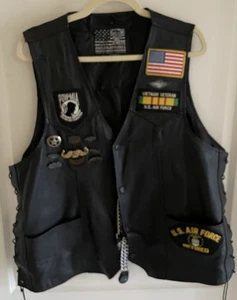 Gilet Uomo Pelle POW Patch, Spille USAF Prolunghe - Foto 1 di 12