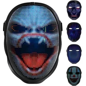 Programmierbare LED Halloween Maske mit APP Steuerung Horror Party Leuchtend - Bild 1 von 18