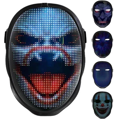 Programmierbare LED Halloween Maske mit APP Steuerung Horror Party Leuchtend - Bild 1 von 4