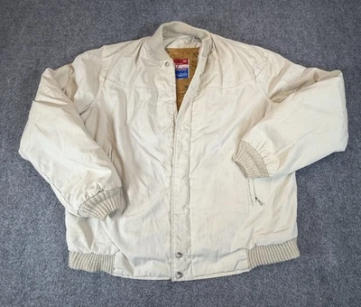 Chaqueta Universitaria Catalina De Colección Para Hombre 42 Larga Beige Bombardero Cremallera Bolsillo Forrada Años 70 Foto 1 de 4
