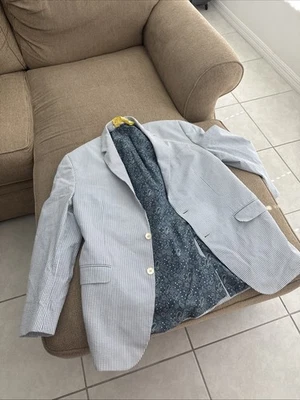 Blazer Polo Ralph Lauren Para Hombre Azul Seersucker Talla Mediana Foto 1 de 4