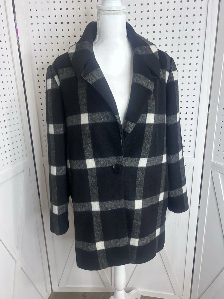 Jaqueta Finders Keepers Revolve painel de janela xadrez mistura de lã tamanho grande - Imagem 1 de 4