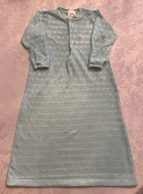Vintage Baby Dior Pastel Teal Sleep Sack Gown Unisex Baby Layette to 13 Pounds - Image 1 of 4