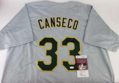 JOSE CANSECO  SIGNED  CUSTOM  XL  OAKLAND A'S GREY JERSEY, JSA COA #AD86642 - Image 1 of 4