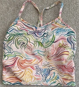 ATHLETA Girl Girls Youth Padded Sport Bra Size Large L/12 Rainbow Swirl EUC - Picture 1 of 7