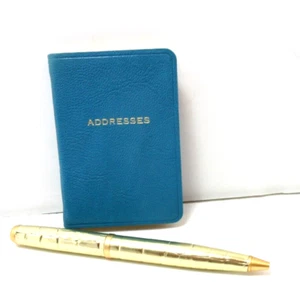 Address Book MINI 3x4" Leather Cover 160 Tabbed Pages Post Miniatures BLUE - Picture 1 of 7