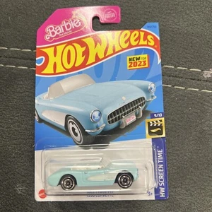🔥2023 Hot Wheels HW SCREEN TIME 9/10 1956 Corvette 183/250 (Barbie Blue)🔥 - Foto 1 di 2