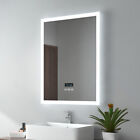 Emke Bathroom Bluetooth Led Mirror Lights With Shaver Socket Clock Demister Pad