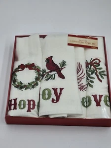 Set asciugamani per gli ospiti auguri stagionali ricamati $40 prezzo al dettaglio al dettaglio Natale - Foto 1 di 3