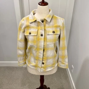 Old Navy Shacket Girls XL 14/16 Yellow Plaid Fleece Button Up Shirt Jacket Kids - Picture 1 of 9