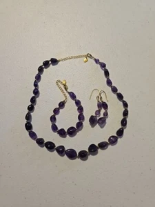 Set di gioielli vintage ametista Stauer - collana, bracciale e orecchini viola intenso - Foto 1 di 4
