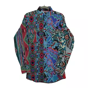 Camicia uomo PANHANDLE Aztec Western vintage Southwestern USA taglia small 15" - Foto 1 di 12
