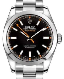 ROLEX MILGAUSS BLACK DIAL STAINLESS STEEL WATCH BOX AND PAPERS 116400  - Picture 1 of 11