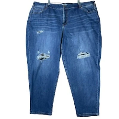 Lane Bryant Women’s Sz 26 Boyfriend Curvy Jeans – High Rise, Distressed Stretch - Image 1 of 4
