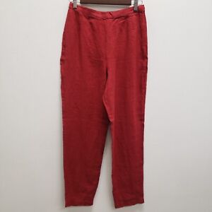 Chicos Womens 100% Linen Lagenlook Pants Size M 1 Red Pull On High Rise Side Zip
