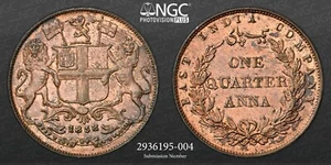1835(M) INDIA 1/4A MS 63 BN - Picture 1 of 3