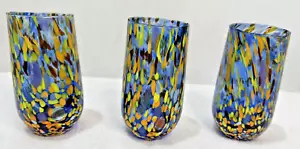 Vasos de cristal de cobalto multicolor de Murano 5 3/4 de alto 16 oz. Juego de 3 - Imagen 1 de 3