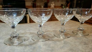 Champagne/Cocktail Stemmed, Etched  4 1/2" Goblets.  Set Of 4 Barware, Drinkware - Picture 1 of 10