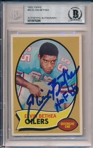 Elvin Bethea Oilers HOF 2003 ROOKIE Signed Auto Topps Card #43 ~ Beckett BAS - Picture 1 of 5