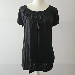 Gap Size S Black Short-sleeved Smocked Round Neck Casual Women's Summer Blouse T - Picture 1 of 19