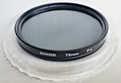 Bower 72mm P.L polarizing filter in original case box & info sheet, no scratches - Image 1 of 4