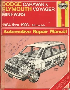 Dodge Caravan & Plymouth Voyager Mini-Vans, 1984 ~ 1993 Repair Manual ~ Haynes - Picture 1 of 1