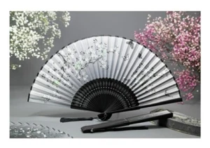 Luxurious folding fan / bamboo handle, silk material/Traditional Korean vibes - Picture 1 of 11