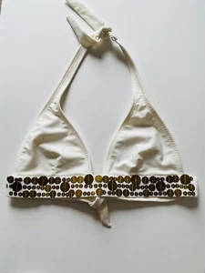 ViX Bikini Top – D Cup – M – Ivory with Real Metal Disc Trim – Unworn Designer - Picture 1 of 7