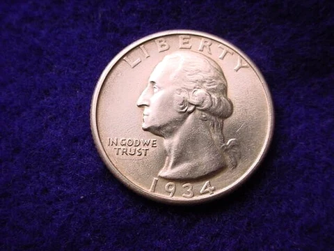 1934 WASHINGTON QUARTER GREAT BU COIN!!    #30 Cover