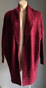 COTTON ON "CORA 3" Burgundy Marl Chunky Knit Shawl Cardigan Ladies Sz XS 10 NEW - Picture 1 of 11