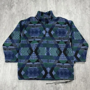 VTG EASTERN MOUNTAIN SPORTS EMS DEEP PILE PATTERNED FLEECE 1/4 ZIP SZ M USA MADE - Picture 1 of 8