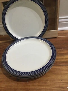 Mikasa Potters Touch Ironstone CB009 Aztec Blue Dinner Plates set of 4- ONECHIP - Picture 1 of 7