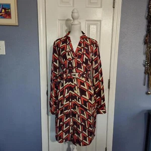 Nuevo sin etiquetas Vestido The Limited Outback Rojo Para Mujer Estampado S Abotonado Años 70 Botón Dorado - Imagen 1 de 9