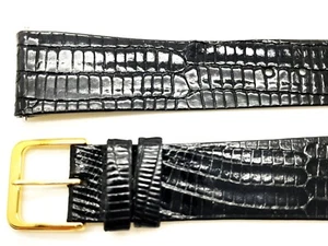 LASSALE (by Seiko) MEN'S 18MM BLACK REPLACEMENT LIZARD LEATHER WATCH BAND AA7-18 - Picture 1 of 5