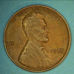 1955 P Lincoln Wheat Cent ~ Monster 'BIE' Cent Error ~ Small struck thru Shoulde - Picture 1 of 5