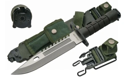 Cuchillo 12,75 BAYONET M SURVIVAL + Sierra de vaina trasera AR se adapta a barriles de 14" 15" 16" Foto 1 de 4