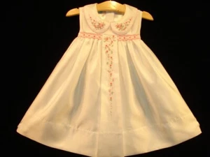 Ciao Bebe NEW Hand Embroidered Smocked Dress Baby Girl Size 24M CREAM WHITE - Picture 1 of 7