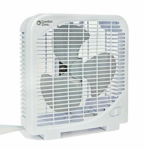 comfort zone CZ9BWT 9 inch 2-Speed Portable Box Fan - White