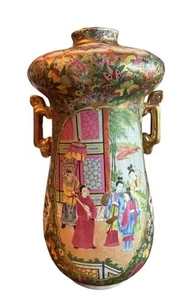 Vintage Chinesische Famille Rose große Rose Medaillon Vase - Bild 1 von 9