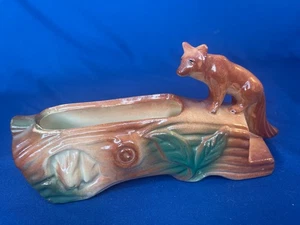 Maceta de cerámica McCoy de colección zorro en tronco escondite conejos conejos 8,5" L difícil de encontrar - Imagen 1 de 14