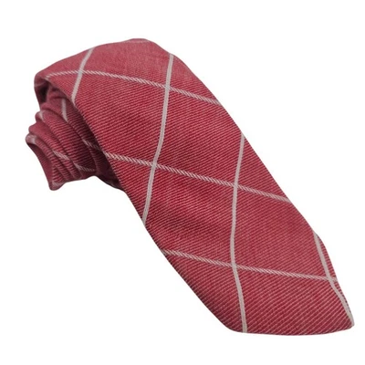 Corbata Original Pingüino Ajustada Colby Cuello Algodón Diseñador Cuadros Argyle Rojo Blanco Foto 1 de 4