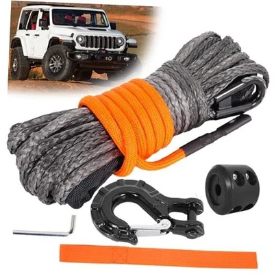 Kit de cuerda de cabrestante sintético, cable de cabrestante de 3/16" x 50' con funda protectora, pesado  Foto 1 de 4