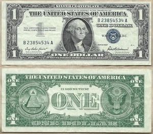 UNITED STATE of AMERICA USA 1$ DOLLAR 1957 GEORGE WASHINGTON VG - Picture 1 of 1