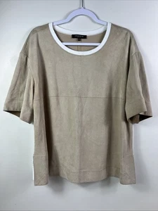 T-shirt Lafayette 148 in pelle traforata collo a bateau in Melba taglia X-Large - Foto 1 di 9